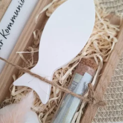 Geschenke|Suanda Living Kommunion Geldgeschenk Kommunionsgeschenk Geschenkset Fisch Var. 2 Kerzenhalter rund Reagenzglas Jungen Mädchen Kommunio
