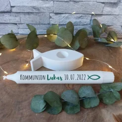Discount Kommunion Kerze personalisiert – Unikat für Mädchen & Jungen | Geschenk zur Kommunion Dekoration