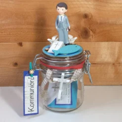 Sale Kommunion Konfirmation Firmung Geldgeschenk Geschenkglas personalisierbar für Jungs Geldgeschenke