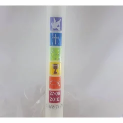 Discount Kommunionkerze, bunt, Regenbogen Kommunionkerzen