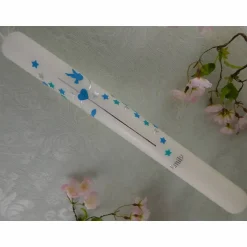 Kommunionkerzen|Lenz Kerzen Kommunionkerze Taufkerze lang Mädchen Jungen blau silber Sterne Name Datum individualisierbar