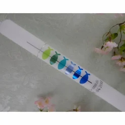 New Kommunionkerze Taufkerze lang Mädchen Jungen bunt silber Kreuz Fische Name Datum individualisierbar Kommunionkerzen
