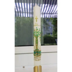New Kommunionkerze Taufkerze lang Lebensbaum Baum Jungen Mädchen Name Datum individualisierbar 400/40 mm Kommunionkerzen
