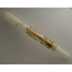 Kommunionkerzen|Lenz Kerzen Kommunionkerze Taufkerze lang Mädchen Lebensbaum rosa gold Baum des Lebens Kreuz Regenbogen Name Datum individualisierbar 400/40 mm
