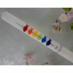 Kommunionkerze Taufkerze lang Mädchen Jungen bunt silber Kreuz Fische Name Datum individualisierbar Kommunionkerzen