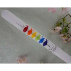 Kommunionkerze Taufkerze lang Mädchen Jungen bunt silber Kreuz Fische Name Datum individualisierbar Kommunionkerzen