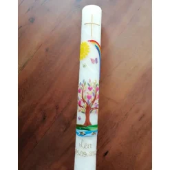 Discount Kommunionkerze, Taufkerze, Lebensbaum, Mädchen, Jungen, Kreuz, Sonne, Regenbogen, Schmetterling, 25 % Bienenwachs, handg Kommunionkerzen