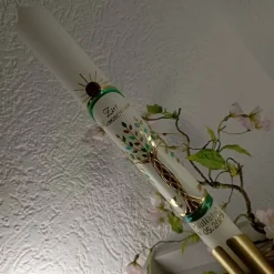 Best Kommunionkerze Taufkerze lang Lebensbaum Baum Jungen Name Datum individualisierbar 400/40 mm Kommunionkerzen