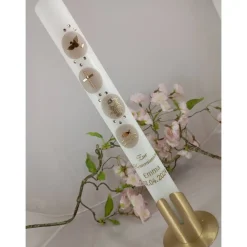 Hot Kommunionkerze Taufkerze lang christliche Symbole Mädchen Jungen Name Datum individualisierbar 400/40 mm Kommunionkerzen