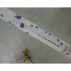 Online Kommunionkerze Taufkerze lang Mädchen Jungen bunt silber Sterne Name Datum individualisierbar Kommunionkerzen