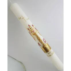 Hot Kommunionkerze Taufkerze lang Mädchen Lebensbaum rosa gold Baum des Lebens Kreuz Regenbogen Name Datum individualisierbar 400/40 mm Kommunionkerzen