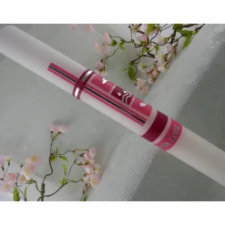 Kommunionkerzen|Lenz Kerzen Kommunionkerze Taufkerze lang Mädchen Jungen violett pink silber Kreuz Taube Fisch Schleife Name Datum individualisierbar 400/40 mm oder 400/40 mm