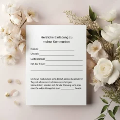 Clearance Kommunionseinladungskarten 10er-Set in Blau, Kommunionseinladungen mit Fischsymbol, maritime Kommunionseinladung Einladungskarten