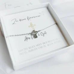 Kommunionsgeschenk Mädchen, Personalisiertes Geschenk Kommunion, personalisiertes Engel Armband mit Gravur Geschenke
