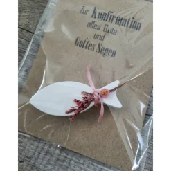 Online Konfirmation * Alles Gute * Gottes Segen * Karte mit Fisch * Keraflott * Rosa Trockenblumen Glückwunschkarten