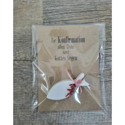 Online Konfirmation * Alles Gute * Gottes Segen * Karte mit Fisch * Keraflott * Rosa Trockenblumen Glückwunschkarten