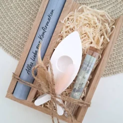 Geschenke|Suanda Living Konfirmation Geldgeschenk Konfirmationsgeschenk mit Kerzenhalter Fisch Geschenkset für Jungen und Mädchen Konfirmationsk