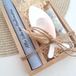 Geschenke|Suanda Living Konfirmation Geldgeschenk Konfirmationsgeschenk mit Kerzenhalter Fisch Geschenkset für Jungen und Mädchen Konfirmationsk