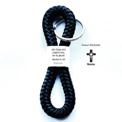 Geschenke|UKo-Art Konfirmation Geschenk: Personalisierter Schlüsselanhänger mit Name & Psalm – Kreuz Nr. 2