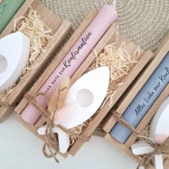 Geschenke|Suanda Living Konfirmation Konfirmationsgeschenk mit Kerzenhalter Fisch Geschenkset für Jungen und Mädchen Konfirmationskerze Kerzense