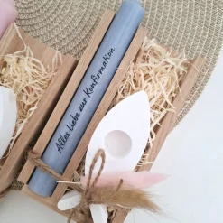 Geschenke|Suanda Living Konfirmation Konfirmationsgeschenk mit Kerzenhalter Fisch Geschenkset für Jungen und Mädchen Konfirmationskerze Kerzense