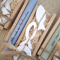 Geschenke|Suanda Living Konfirmation Konfirmationsgeschenk mit zwei Fischen Kerzenhalter rund Geschenkset für Jungen und Mädchen Konfirmationske