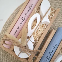 Geschenke|Suanda Living Konfirmation Konfirmationsgeschenk mit zwei Fischen Kerzenhalter rund Geschenkset für Jungen und Mädchen Konfirmationske
