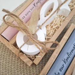 Geschenke|Suanda Living Konfirmation Konfirmationsgeschenk mit zwei Fischen Kerzenhalter rund Geschenkset für Jungen und Mädchen Konfirmationske