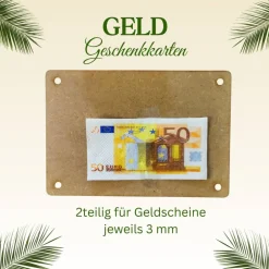 Geldgeschenke|CreaLight and more Konfirmation-Geldgeschenkkarten aus Birkenholz, 2teilig, 1teilig, Lasergravur, personalisierbar