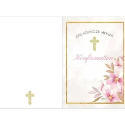 Discount Konfirmationseinladungskarten-Set 10er-Pack, florale Konfirmationseinladung, blumige Einladung zur Konfirmation Einladungskarten
