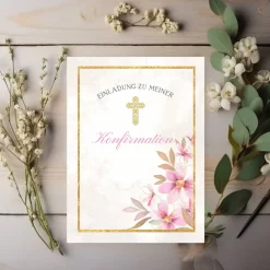 Discount Konfirmationseinladungskarten-Set 10er-Pack, florale Konfirmationseinladung, blumige Einladung zur Konfirmation Einladungskarten