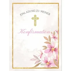 Discount Konfirmationseinladungskarten-Set 10er-Pack, florale Konfirmationseinladung, blumige Einladung zur Konfirmation Einladungskarten