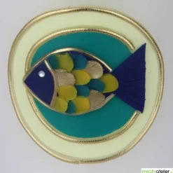 Sale Konfirmationskerze Markus – Weiße Kerze mit drei Kacheln und christlichen Symbolen Licht, Kelch und Fisch Dekoration