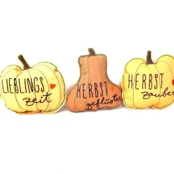 Herbst|Afrosteff Kürbis bestickt, Herbstdeko Stoffkürbis 3er Set