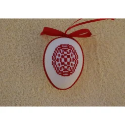Clearance Kreuzstich Osterei Handarbeit gestickt  Oster Motiv   9cm, rot weiß, Ostereier