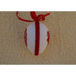 Clearance Kreuzstich Osterei Handarbeit gestickt  Oster Motiv   9cm, rot weiß, Ostereier