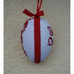 Best Kreuzstich Osterei Handarbeit gestickt  religiöses Motiv   12cm, rot weiß, Ostereier
