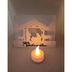 Weihnachtskarten|Netles Kartenkunst & Schmuckallerlei Krippen-Karte, beleuchtete Krippe, Weihnachtskarte als Krippe