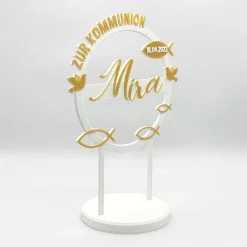 Online Kuchen Topper zur Kommunion - personalisiert mit Farbe, Name & Datum Tortendekoration