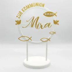 Online Kuchen Topper zur Kommunion - personalisiert mit Farbe, Name & Datum Tortendekoration