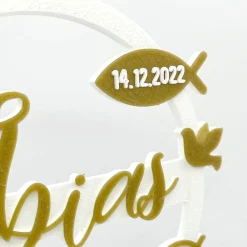 Outlet Kuchen Topper zur Taufe - personalisiert mit Farbe, Name & Datum Tortendekoration