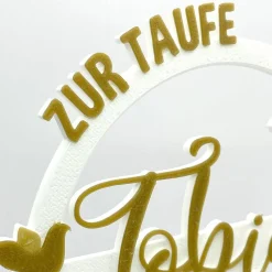 Outlet Kuchen Topper zur Taufe - personalisiert mit Farbe, Name & Datum Tortendekoration