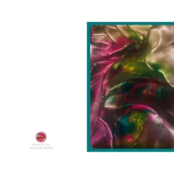 Clearance Kunst–Doppelkarte - „Bunte Seidenschals“ - bewusst ohne Textvorgabe - Design Ulrike Kröll. Glückwunschkarten