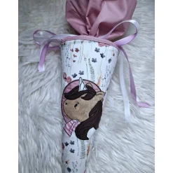 Schultüten|Tina S Kurzfristig lieferbar - Geschwister Schultüte, 35 cm groß, mit Einhorn Stickerei