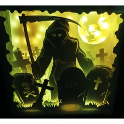 Online Lampe mit 3D Bild Halloween inkl. Farbwechsel Shadowbox. Deko Halloween