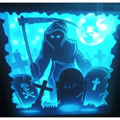 Online Lampe mit 3D Bild Halloween inkl. Farbwechsel Shadowbox. Deko Halloween