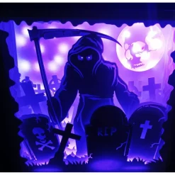 Online Lampe mit 3D Bild Halloween inkl. Farbwechsel Shadowbox. Deko Halloween