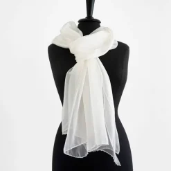 Clearance Langes Tuch aus Baumwolle und Seide mit Perlen bestickt Accessoires