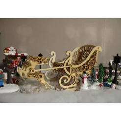 Sale Lasergeschnittener Deko-Schlitten mit Rentier aus 3mm Balsa-Holz – Edles Weihnachtsdiorama zum Basteln Weihnachtsdeko