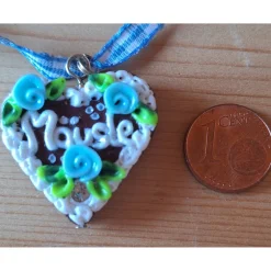 Trachtenschmuck|Pfullinger Engele Lebkuchenherz Kette handmodelliert – Oktoberfest Schmuck Dirndl Tracht |
